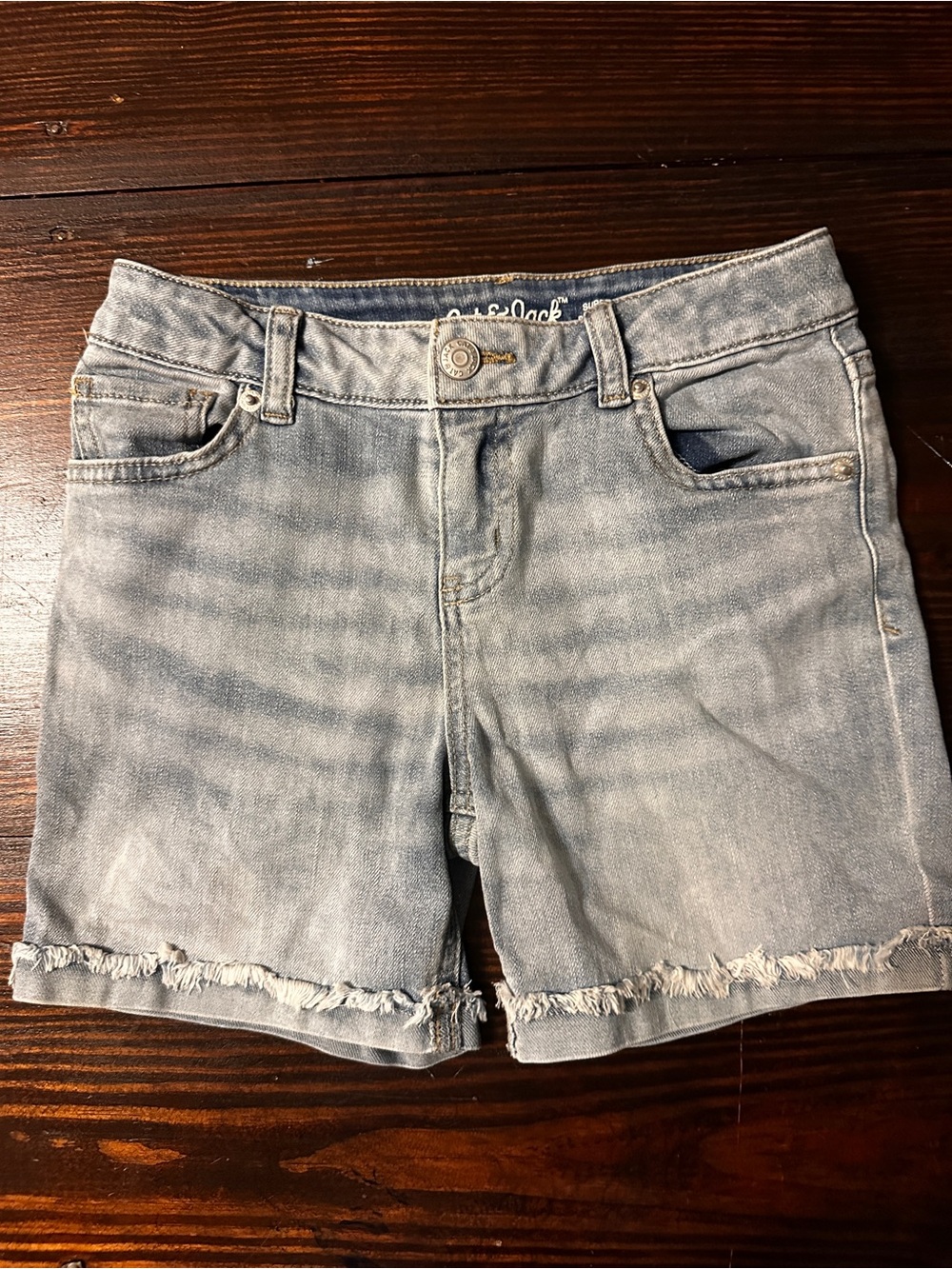 Light Wash Denim Frayed Hem Girls   Shorts